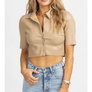 Faux leather button down crop top. NWT from retailer shop L’ABEYE